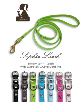 Buttery Soft Sophia Leashes with Embedded Swarovski Crystals